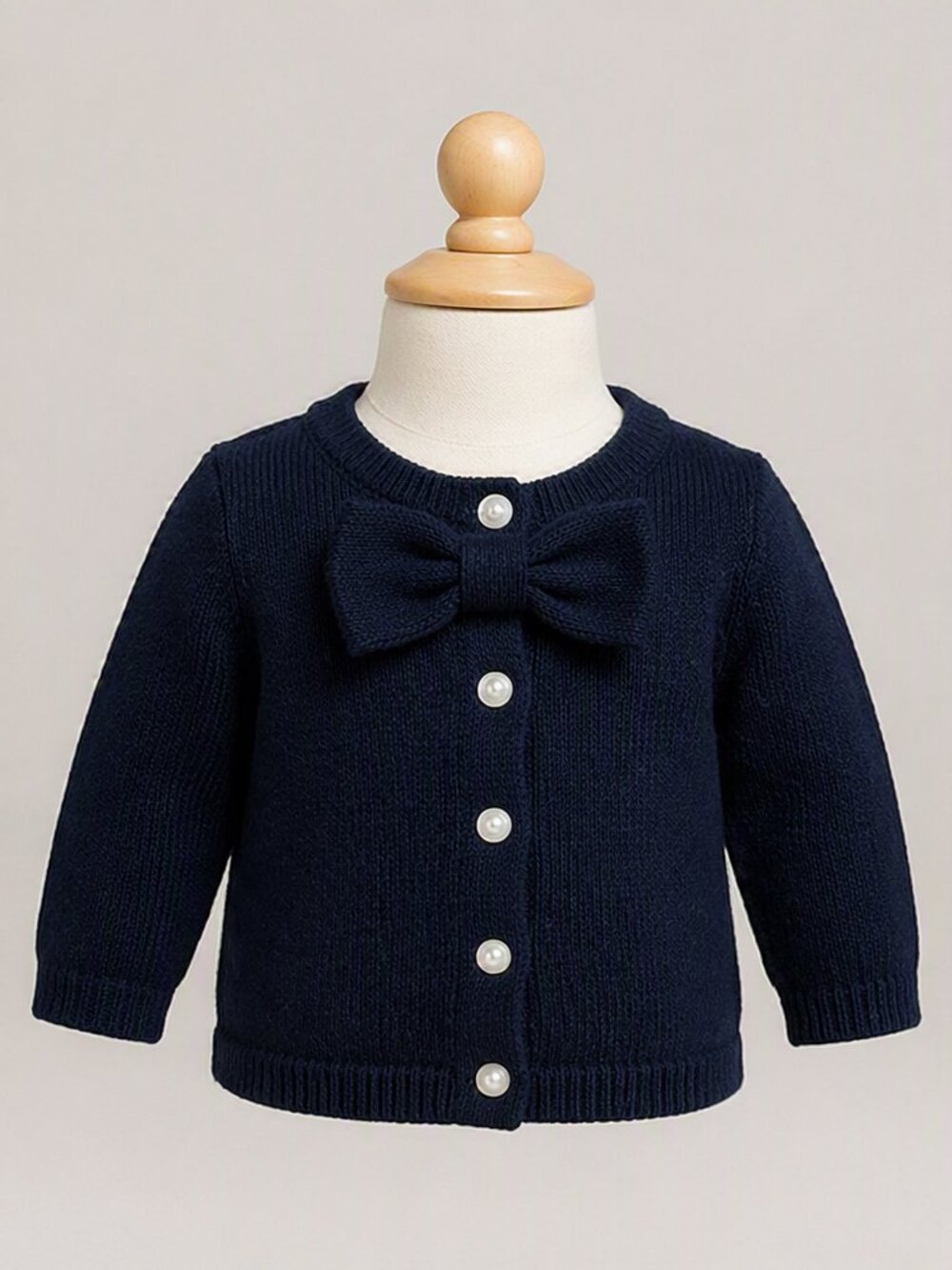 💙 Classic Navy Bow Cardigan – Baby Girl Sweater 💙